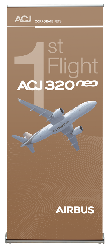 kakemono grand format impression doré et pantone pour airbus