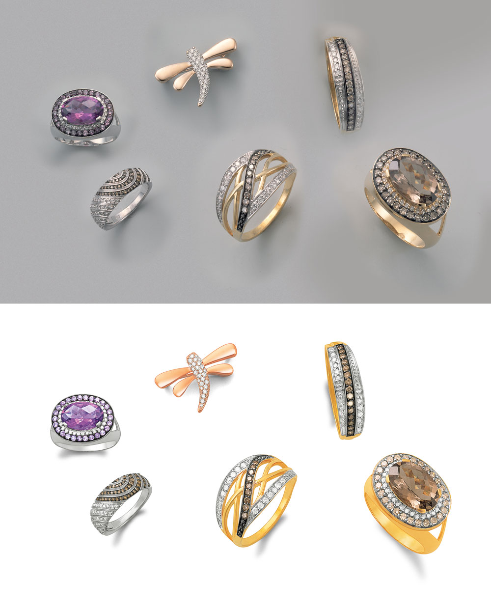 mise en valeur des bijoux par la retouche photo et la correction colorimétrique d'une bague